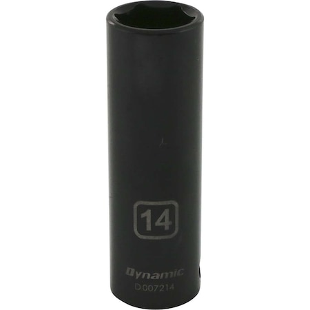 Dynamic 3/8" Drive Deep Socket, Black Phosphate, Tools 3/8" Drive 6 Point Metric, 14mm Deep Length D007214